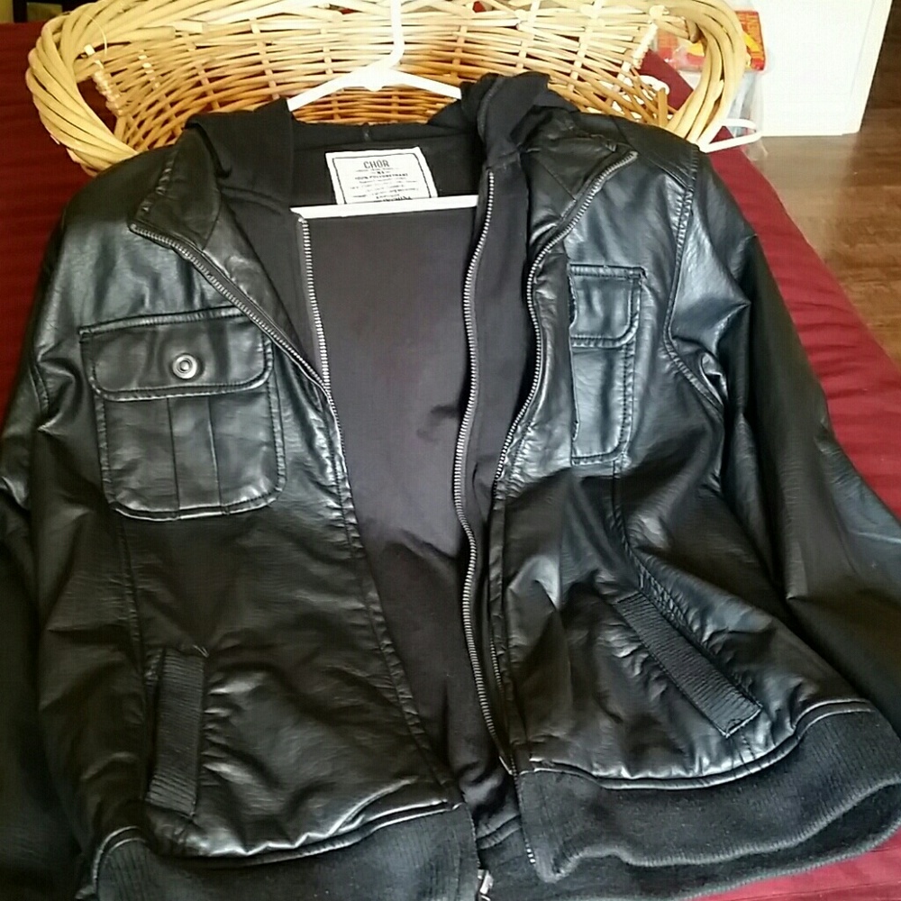 Faux leather boys jacket